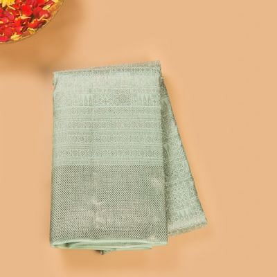 Kanchipuram Silk Antique Zari Brocade Pastel Green Saree