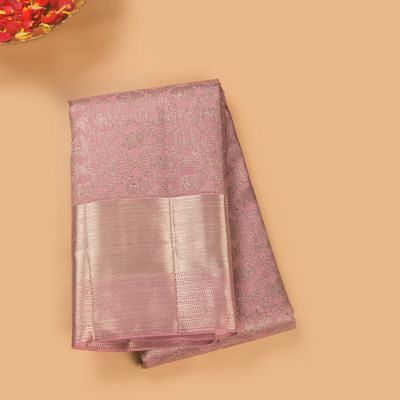 Kanchipuram Silk Antique Zari Jaal And Butta Lavender Saree