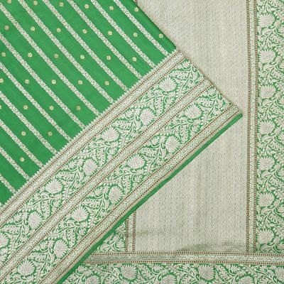 Banarasi Silk Vertical Lines And Butta Green Saree