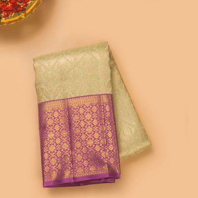 Kanchipuram Silk Tissue Brocade Pista Green Saree