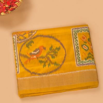 Pochampally Silk Ikat Yellow Saree