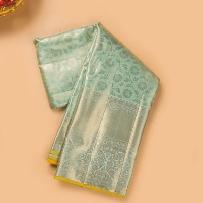 Taranga Kanchi Silk Tissue Jaal Pastel Blue Saree