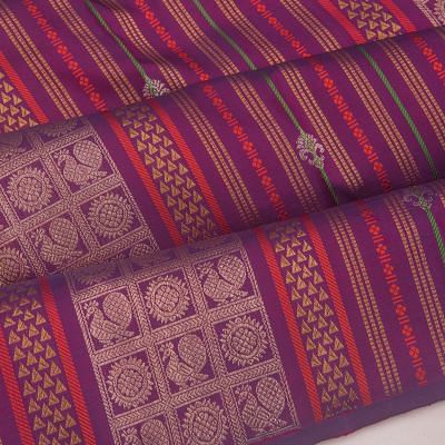 Kanchipuram Silk Vertical Brocade Purple Saree