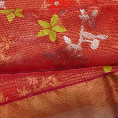 Zari Kota Cotton Tissue All Over Jamdani Red Saree