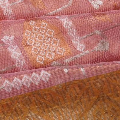 Zari Kota Cotton Tissue All Over Jamdani Baby Pink Saree