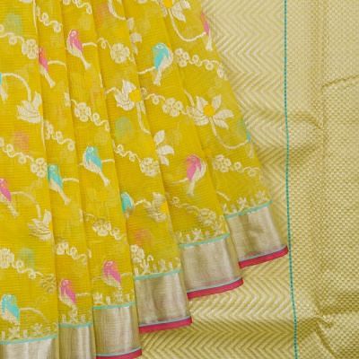 Zari Kota Cotton All Over Jamdani Yellow Saree