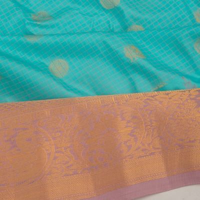 Taranga Gadwal Silk Checks And Butta Sky Blue Saree