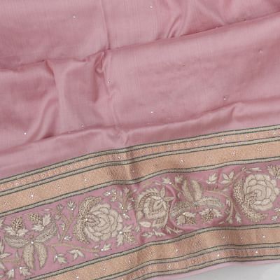 Parsi Gara Banarasi Silk Butta Baby Pink Saree