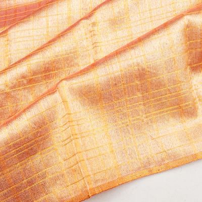 Kanchipuram Kora Organza Tissue Checks Gold Saree