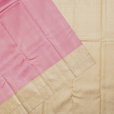 Kanchipuram Silk Vertical Lines And Brocade Pink Saree