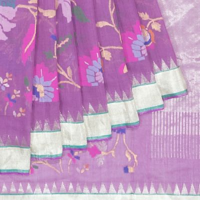 Ponduru Handspun Cotton All Over Jamdani Lavender Saree