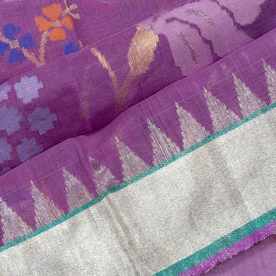 Ponduru Handspun Cotton All Over Jamdani Lavender Saree