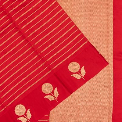 Banarasi Silk Horizontal Lines Red Saree