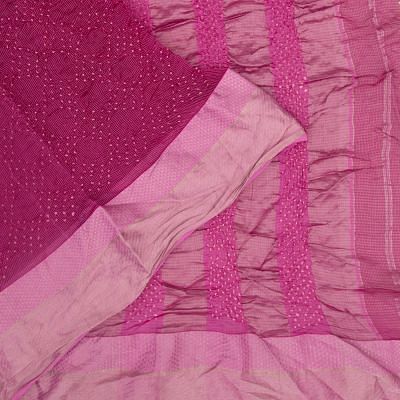 Maheshwari Silk Bandhani Pink Saree
