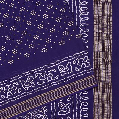 Venkatagiri Cotton Bandhani Dark Blue Saree