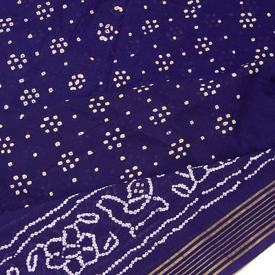 Venkatagiri Cotton Bandhani Dark Blue Saree