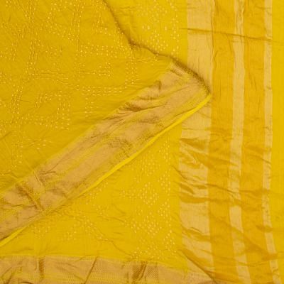 Chiniya Silk Bandhani Yellow Saree