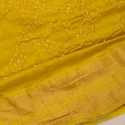 Chiniya Silk Bandhani Yellow Saree