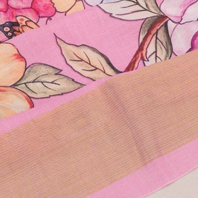 Paithani Cotton Floral Printed Pink Saree