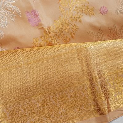 Kanchipuram Silk Jaal And Butta Beige Saree