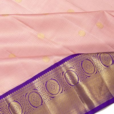 Kanchipuram Silk Checks And Butta Peach Saree