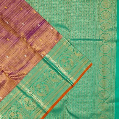 Kanchipuram Silk Tissue Checks And Butta Purple Saree