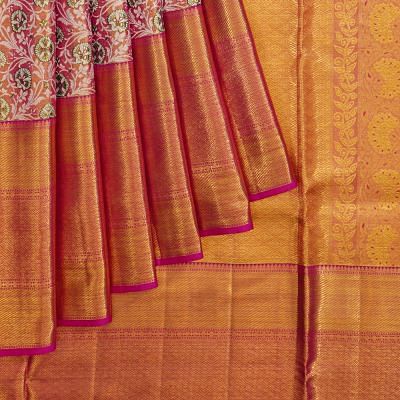 Kanchipuram Silk Tissue Brocade Pink Saree