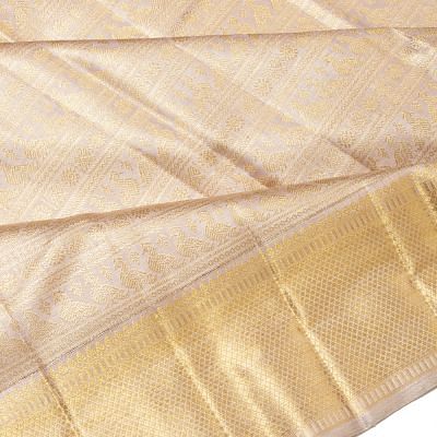 Pure Zari Kanchipuram Silk Tissue Horizontal Lines And Butta Lavender Saree