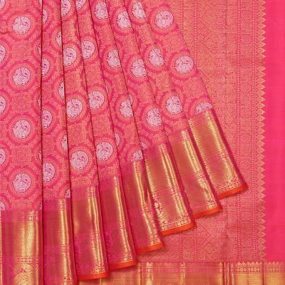 Kanchipuram Silk Brocade Pink Saree