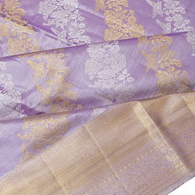 Kanchipuram Silk Tissue Leheriya Lavender Saree