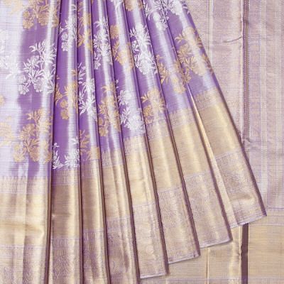 Kanchipuram Silk Tissue Leheriya Lavender Saree