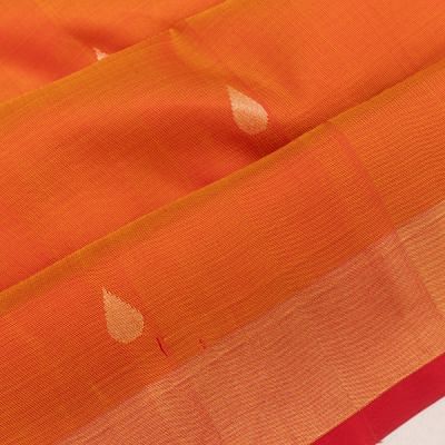 Uppada Silk Butta Orange Saree With Jamdani Pallu