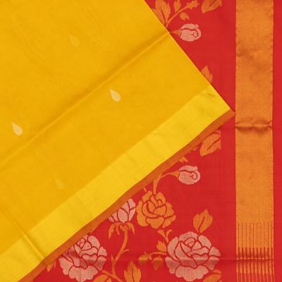 Uppada Silk Butta Yellow Saree With Jamdani Pallu