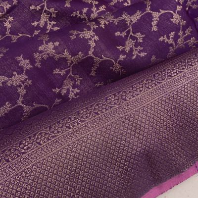 Taranga Kanchi Silk Tissue Jaal Violet Saree
