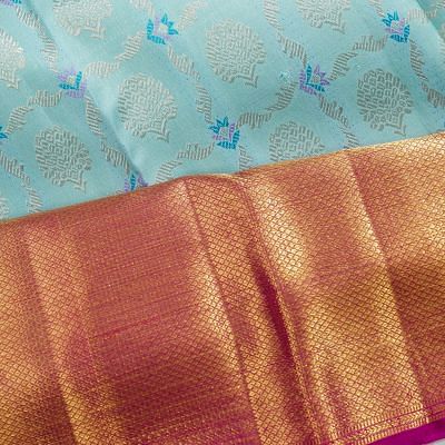 Kanchipuram Silk Checks And Butta Sky Blue Saree