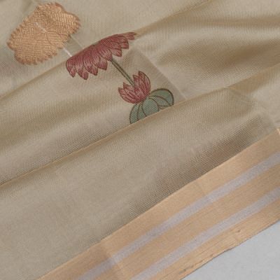 Banarasi Katan Silk Tissue Butta Grey Saree