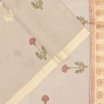 Banarasi Katan Silk Tissue Butta Cream Saree