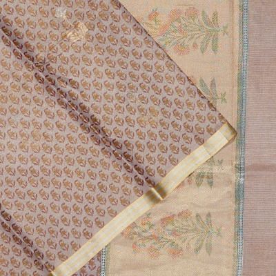 Chanderi Silk Tissue Printed Butta Lilac Saree