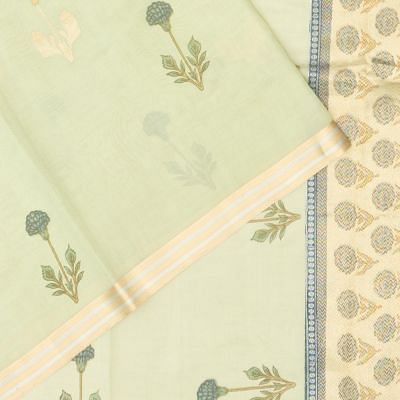 Banarasi Katan Silk Tissue Butta Pista Green Saree