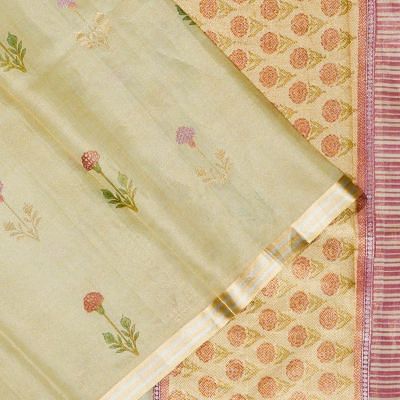 Chanderi Silk Tissue Printed Butta Beige Saree