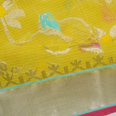 Zari Kota Cotton All Over Jaal Lemon Yellow Saree