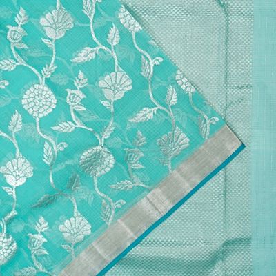 Zari Kota Cotton All Over Jaal Sky Blue Saree