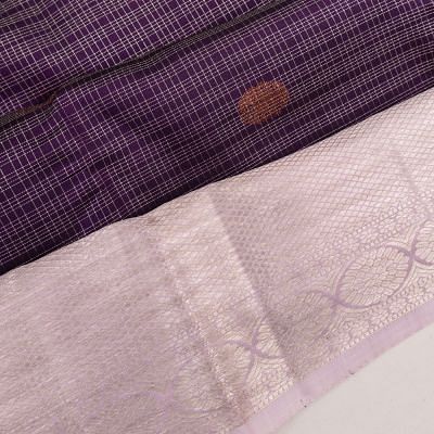 Kanchipuram Silk Checks And Butta Deep Purple Saree