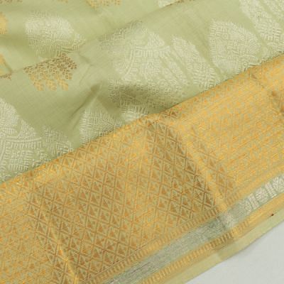 Kanchipuram Silk Jaal Pista Green Saree