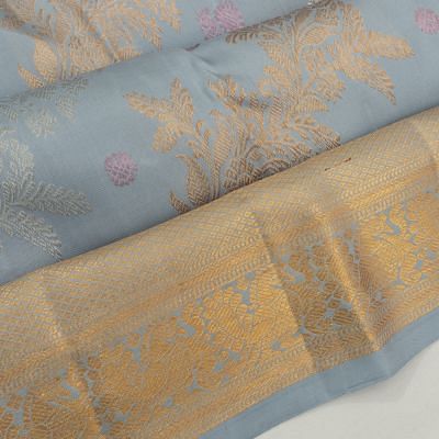 Kanchipuram Silk Jaal Pastel Blue Saree