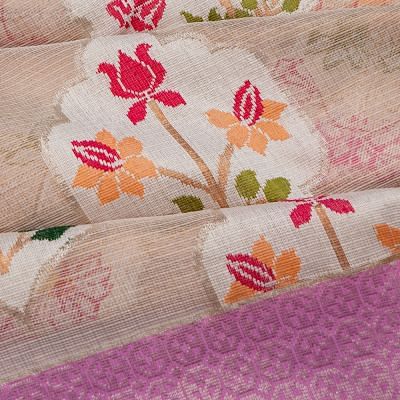 Zari Kota Cotton Tissue Jamdani Butta Off White Saree