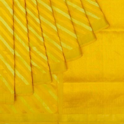 Uppada Silk Half And Half Plain And Diagonal Lines Yellow Saree