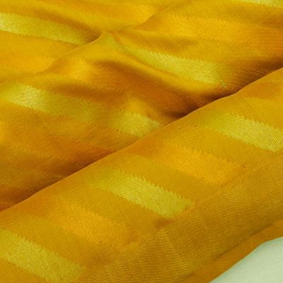 Uppada Silk Half And Half Plain And Diagonal Lines Yellow Saree