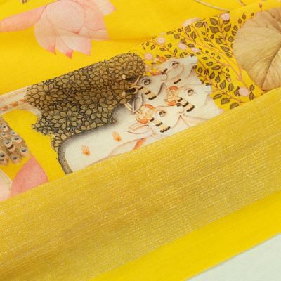 Paithani Cotton Pichwai Printed Yellow Saree