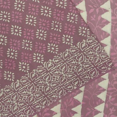 Chanderi Cotton Batik Printed Lilac Saree
